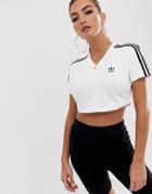 Adidas Originals Adicolor Three Stripe Cropped T-shirt In White