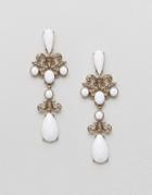 Ashiana Vintage Style Drop Earrings - White