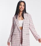 Heartbreak Petite Oversized Blazer In Pink Check - Part Of A Set