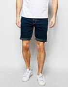 Asos Denim Skinny Shorts In Dark Wash - Green Blue