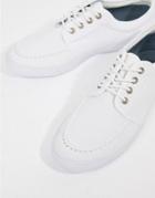 Asos Design Lace Up Plimsolls In White Canvas - White