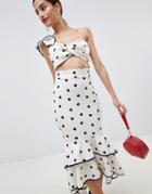 Asos Design Heart Print Tipped Bodycon Dress - Cream