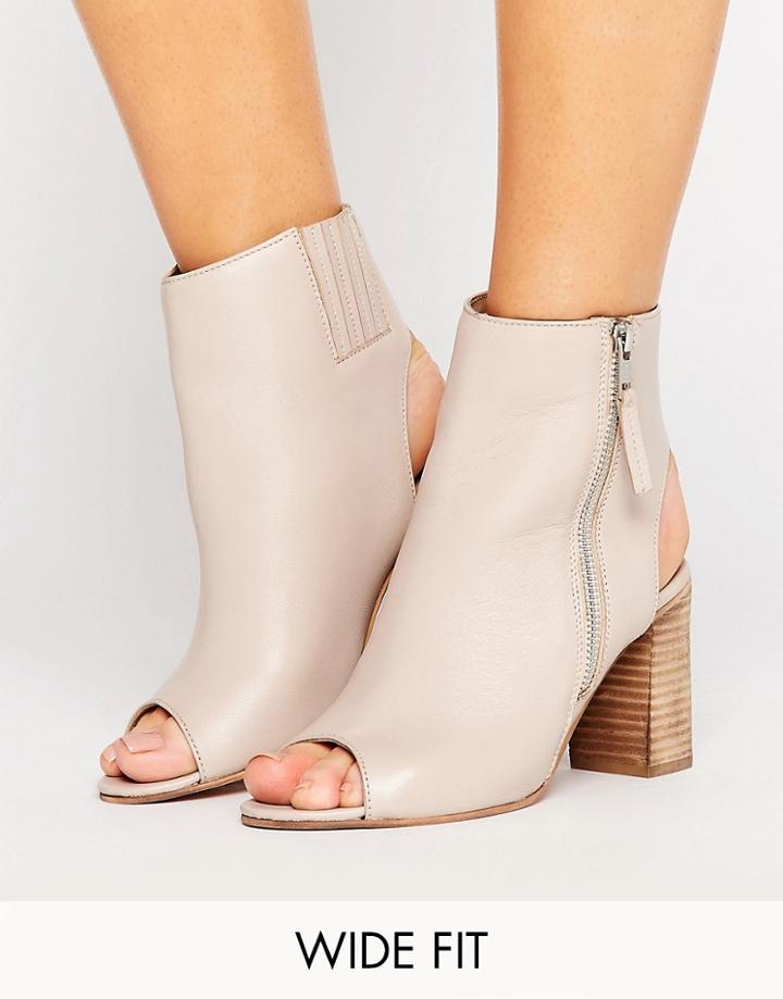 Asos Earnest Wide Fit Leather High Ankle Boots - Beige