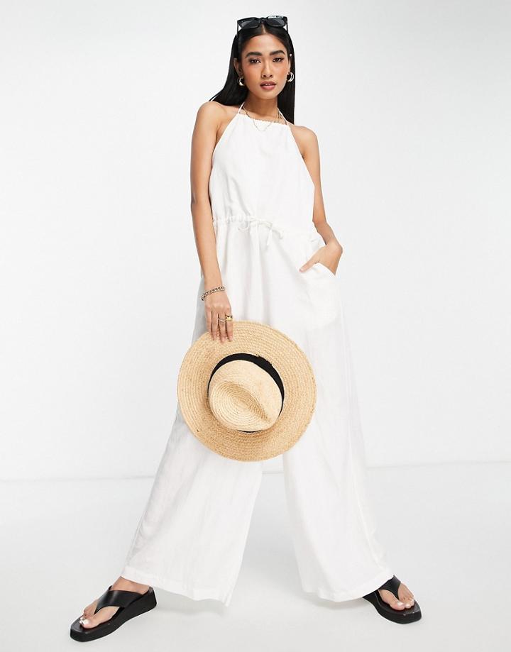Rhythm Amara Halter Beach Jumpsuit In White