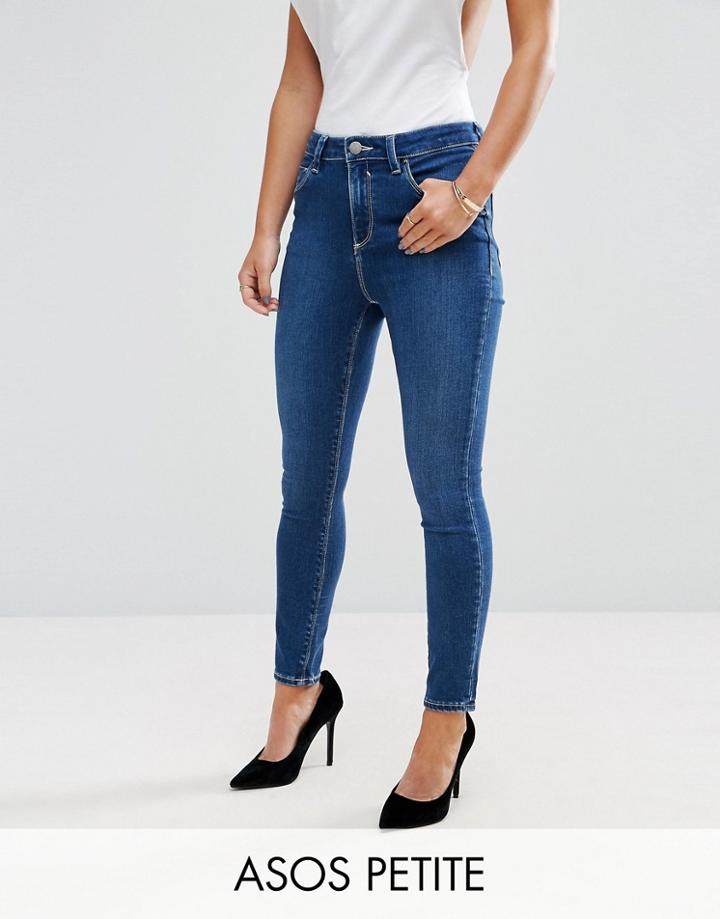 Asos Petite Ridley Ankle Grazer Jeans In Hester Wash - Blue