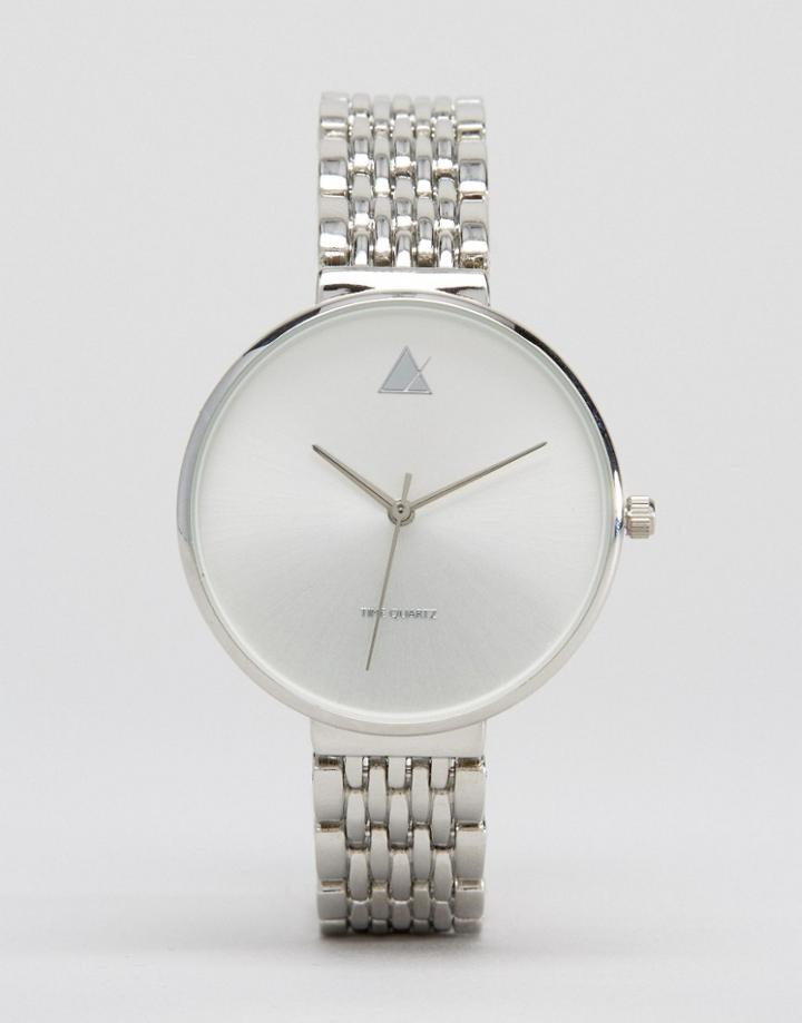Asos Large Face Watch With Skinny Bracelet Strap - Silver