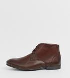 Asos Design Wide Fit Chukka Boots In Brown Leather