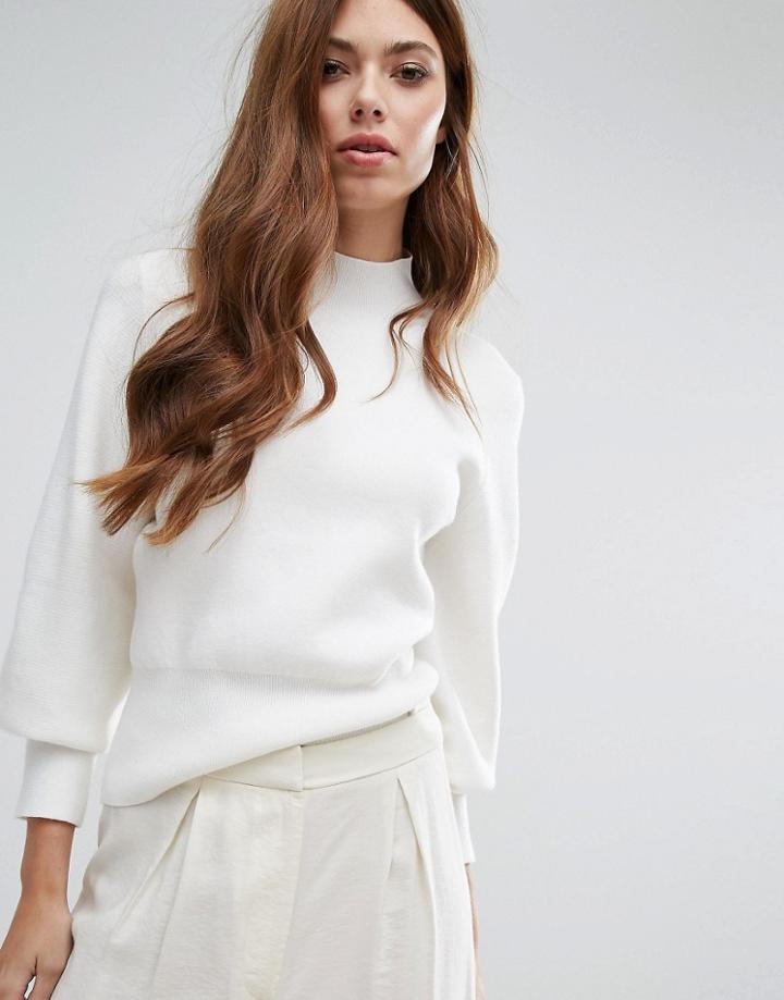Selected Oversized Knit Sweater - White