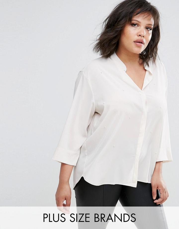 Elvi Cream Embellished Shirt - Cream