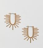 Asos Design Premium Gold Plated Hoop Earrings With Sun Ray Design - Gold