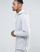 Asos Loungewear Oversized Longline Towelling Hoodie With Raw Hems & Side Zips - Gray