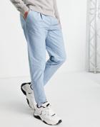 Topman Tapered Pants With Elasticated Waist In Blue-blues