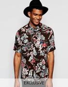 Reclaimed Vintage Floral Boxy Shirt In Regular Fit - Brown