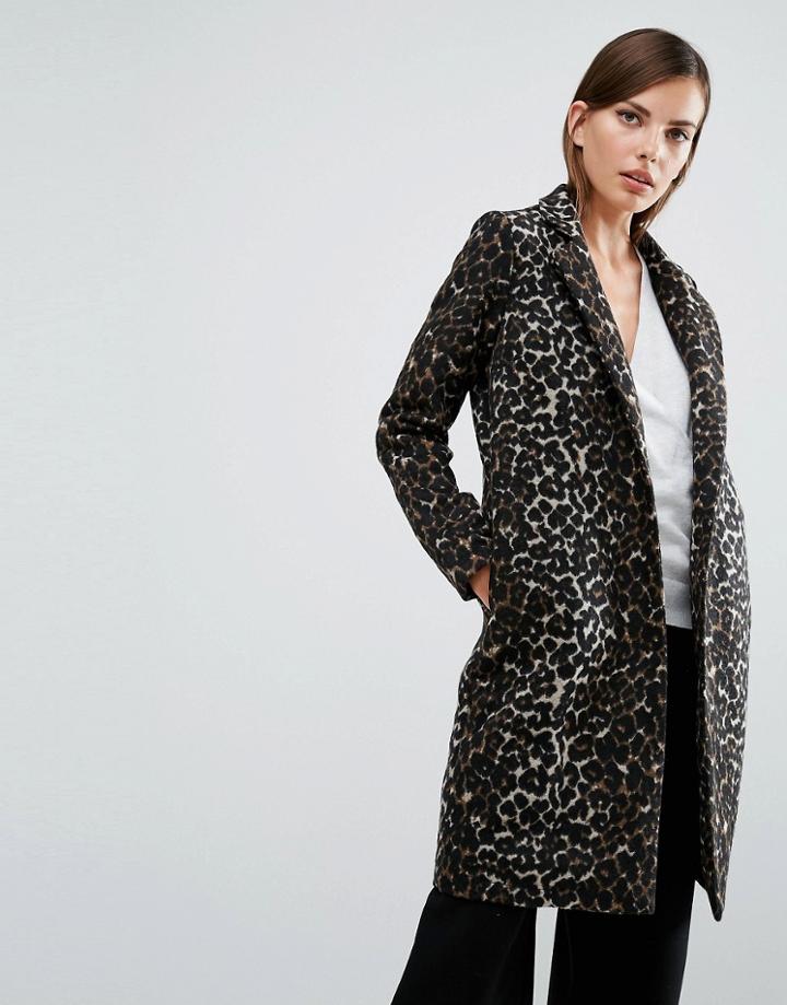 Y.a.s Leopard Print Coat - Multi