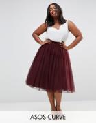 Asos Curve Bow Back Tulle Prom Skirt - Red