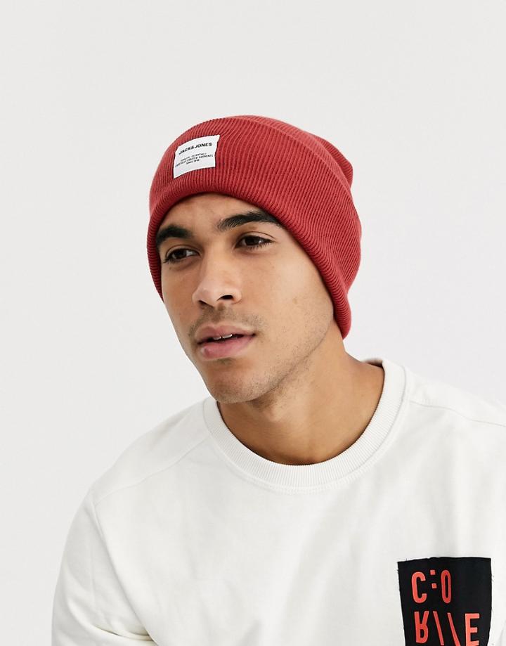 Jack & Jones Logo Beanie In Pink