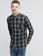 Bench Long Sleeve Check Shirt With Pocket - Navy