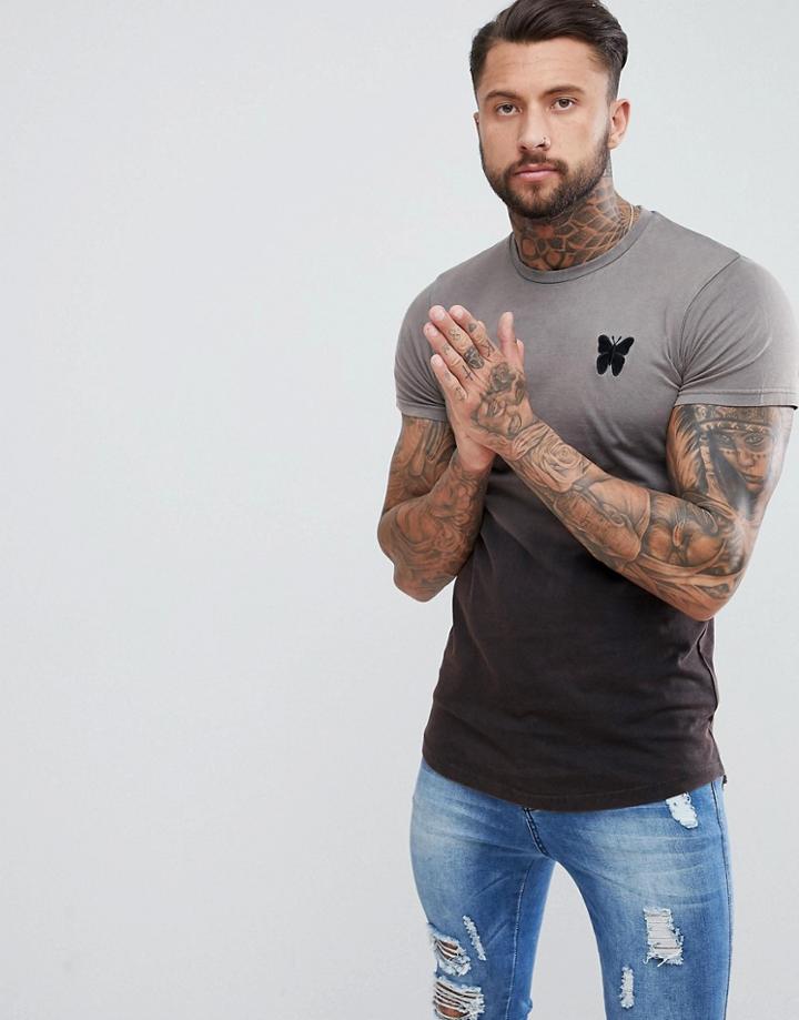 Good For Nothing T-shirt With Faded Burnout - Gray
