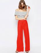 Asos Jersey Pleated Wide Leg Pants - Red