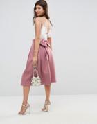 Asos Scuba Prom Skirt With Bow Back Detail - Beige
