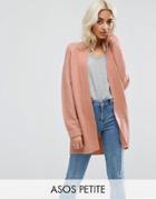 Asos Petite Chunky Knit Cardigan In Wool Mix - Pink