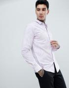 Twisted Tailor Skinny Long Sleeve Shirt In Lilac Flocking - Purple