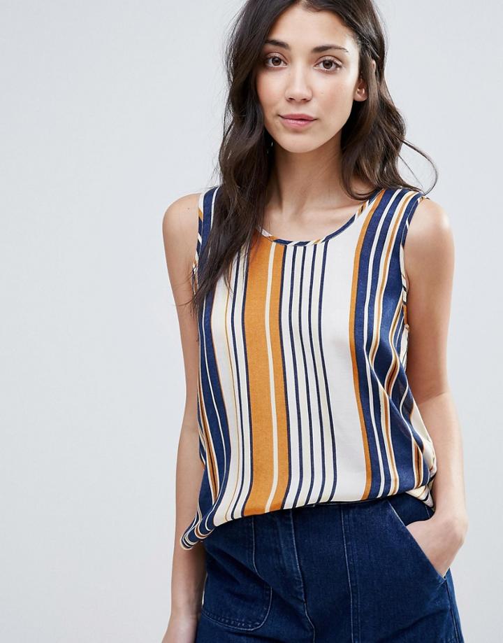 Vila Stripe Sleeveless Blouse - Blue