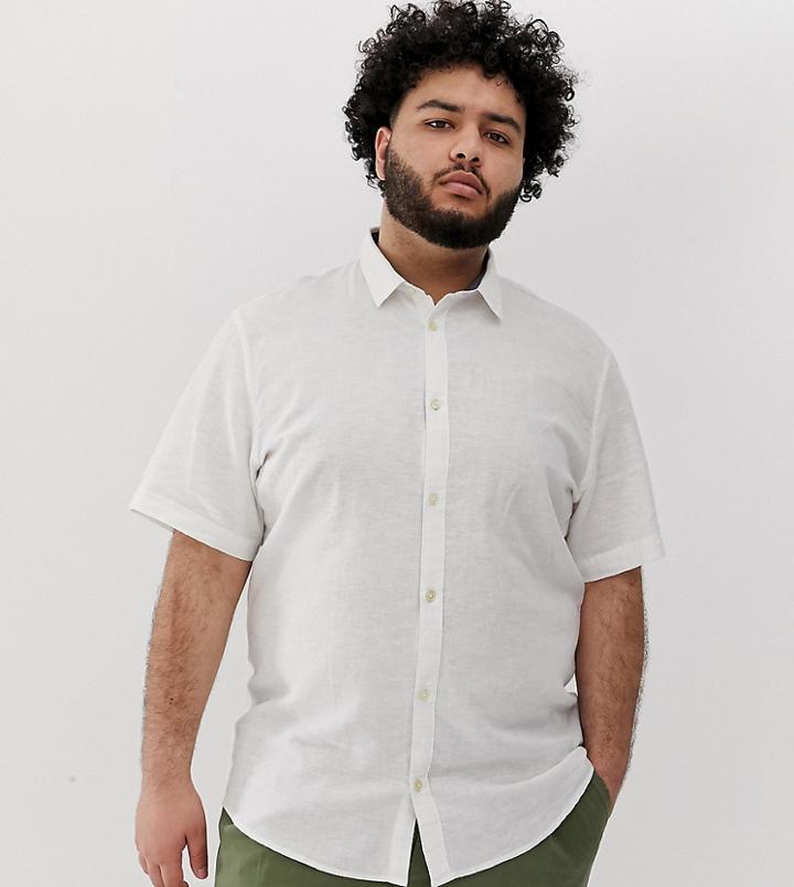 Only & Sons Short Sleeve Linen Mix Shirt In White
