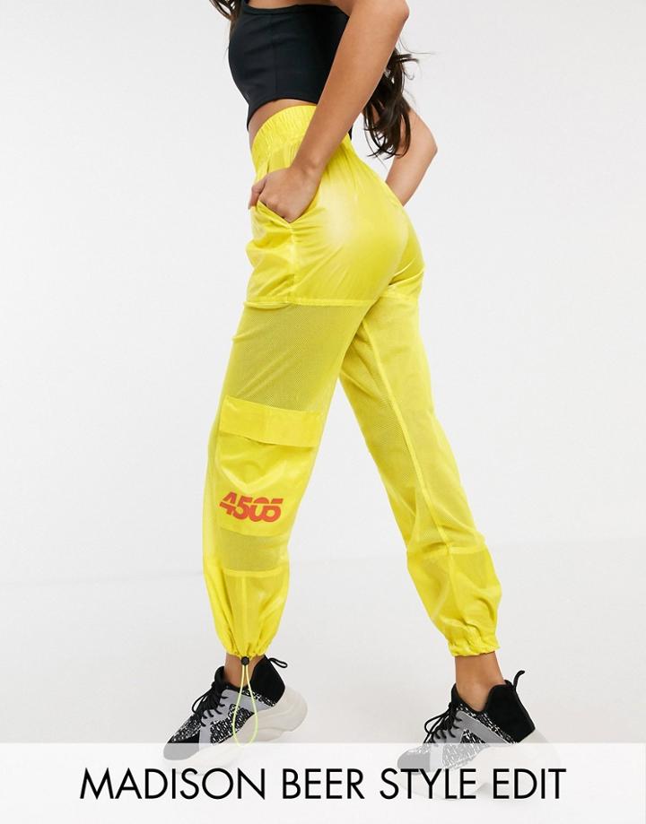 Asos 4505 Oversized Wide Leg Pants With Pocket Detail In Neon-green