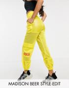 Asos 4505 Oversized Wide Leg Pants With Pocket Detail In Neon-green
