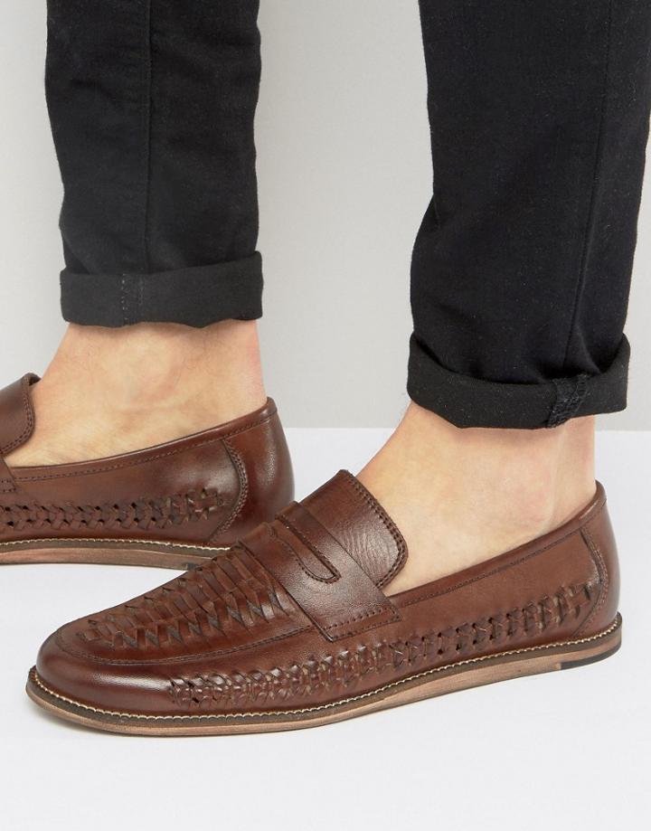 Silver Street Woven Loafers In Tan