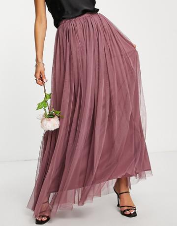 Beauut Tulle Maxi Skirt In Mauve-purple
