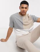Asos Design Organic Relaxed T-shirt With Color Block In White