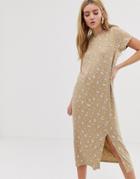 Daisy Street Midi T-shirt Dress With Split In Floral Print - Pink