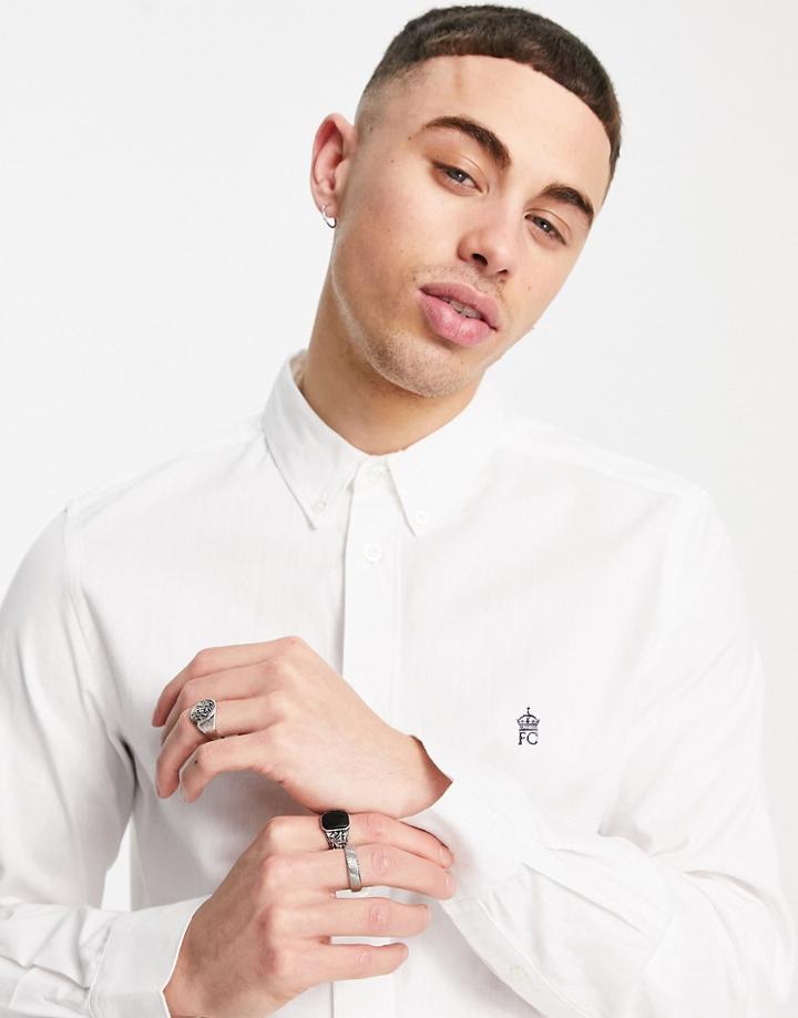 French Connection Long Sleeve Oxford Shirt In White