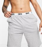 Asos Design Lounge Pyjama Shorts In Gray Marl With Branded Waistband-grey