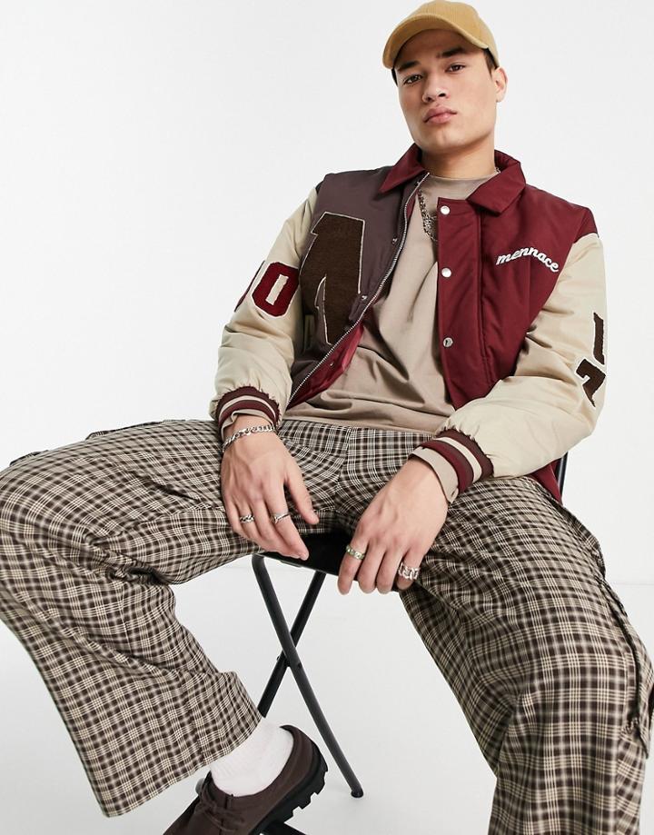 Mennace Varsity Spliced Bomber Jacket With Badging-multi