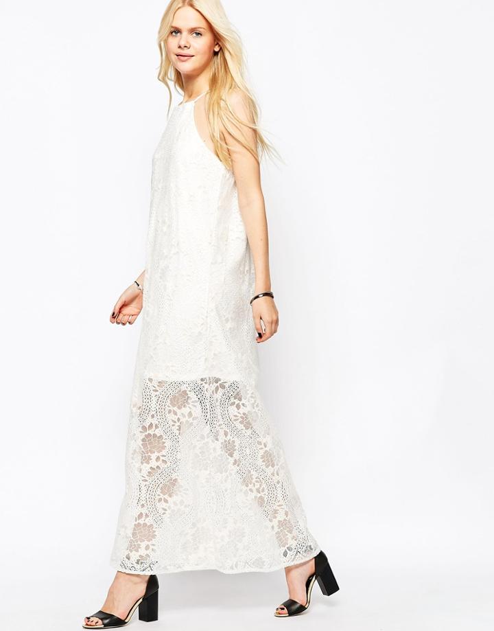 Japonica High Neck Lace Dress - Cream
