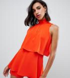 River Island Romper With High Neck In Red - Red