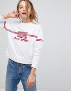 Daisy Street Boyfriend Sweatshirt With Sports Print - White