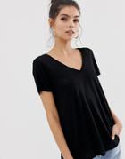 Asos Design V-neck T-shirt With Short Sleeves In Black - Black