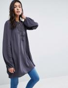 B.young Long Sleeve Tunic With Lace Insert - Black