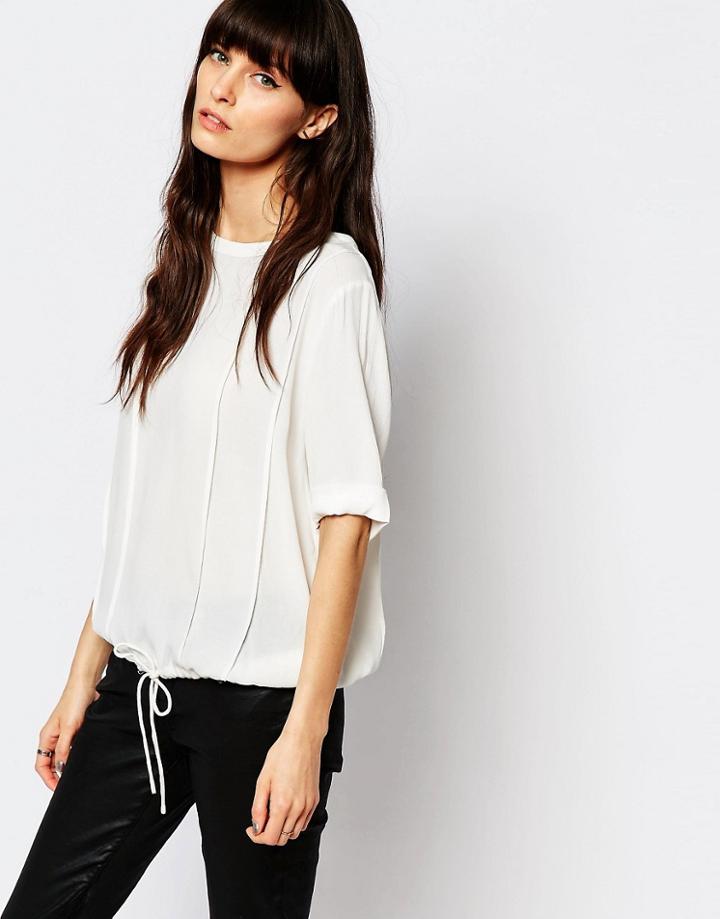 Just Female Drawstring Woven T-shirt - White