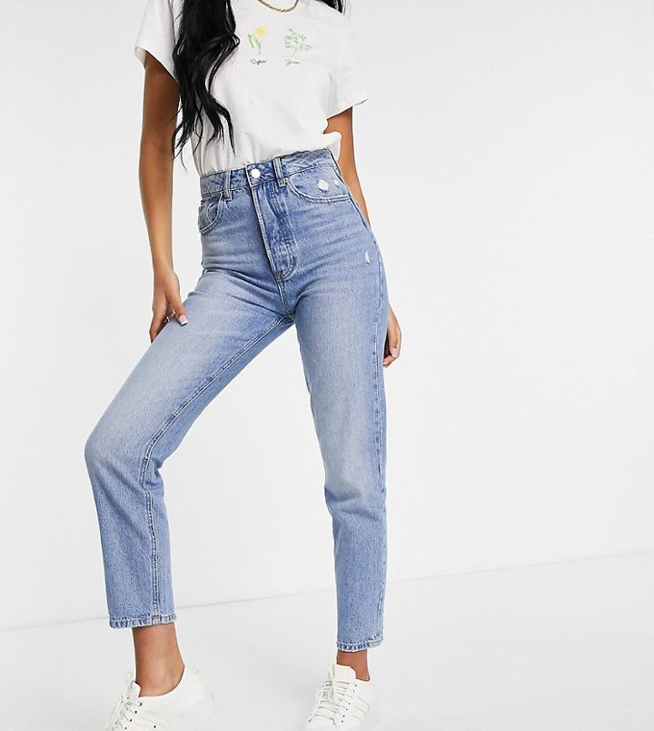 Stradivarius Tall Mom Fit Vintage Jeans In Medium Blue-blues