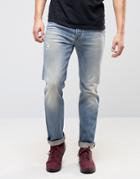 Diesel Buster Jean Regular Slim Fit Jean 0845f Mid Distressed Wash - B