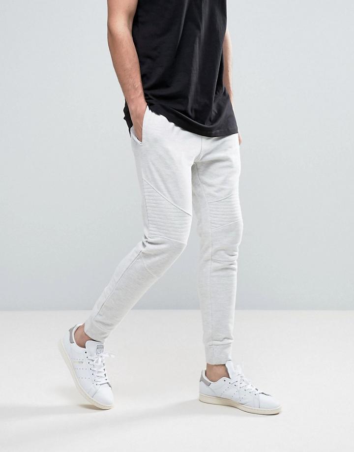 New Look Slim Biker Joggers In Ecru - Cream