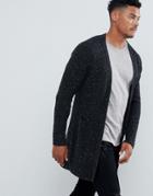 Religion Longline Cardigan In Gray Fleck Knit - Gray