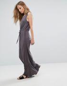 Bellfield Violet Lace And Ladder Maxi Dress - Gray