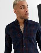 Only & Sons Needle Cord Check Shirt In Blue