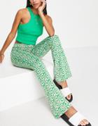 River Island Jacquard Flare Pants In Green - Part Of A Set